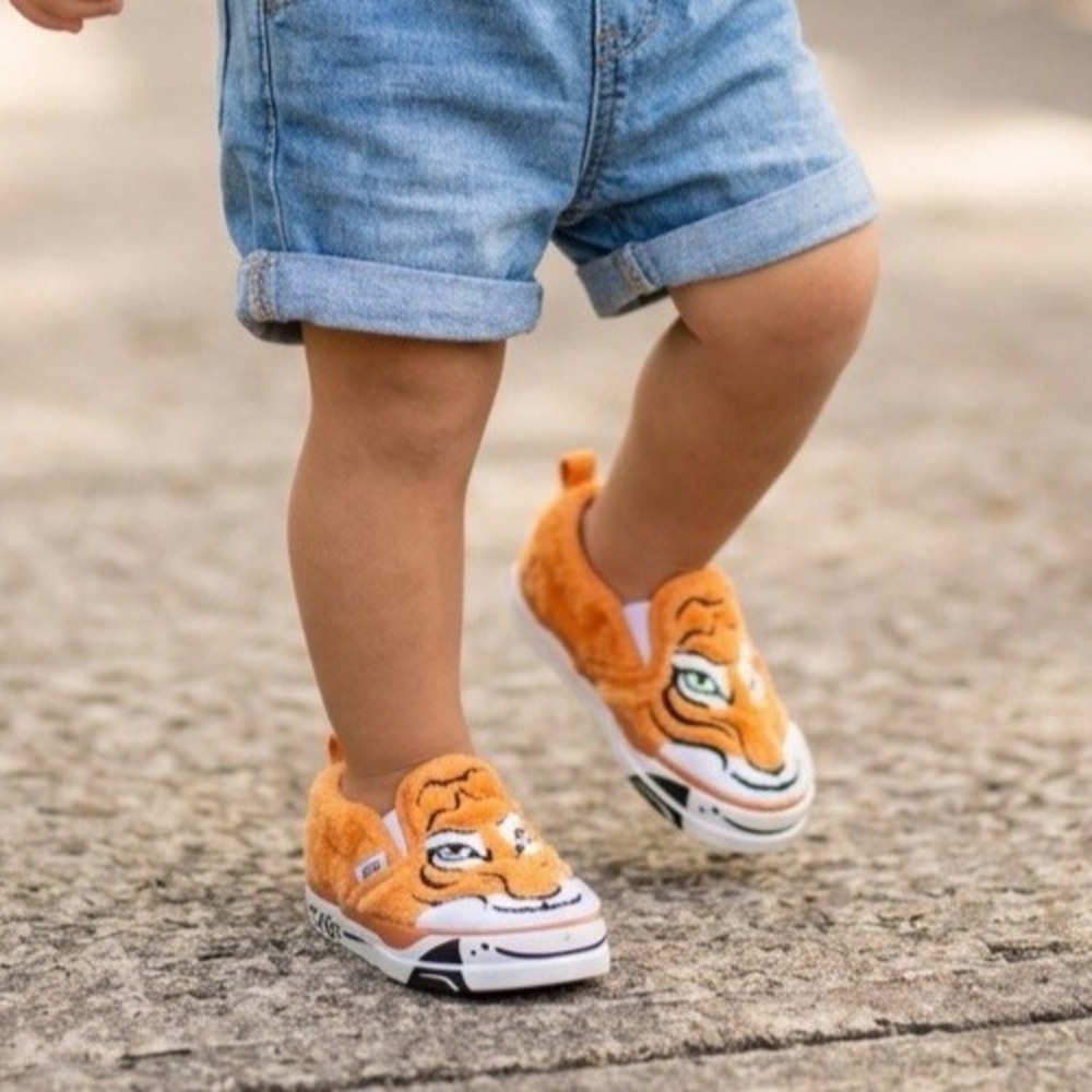 New Vans x Project CAT Slip-On Wild Tiger Faux Fur Shoes Toddler 5